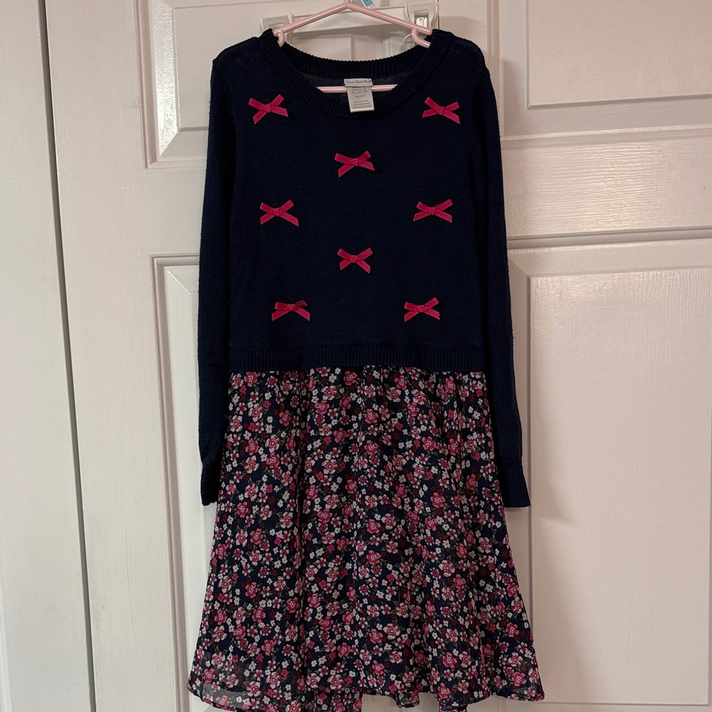 Sweet Heart Rose Navy and Pink Floral Kids Dress